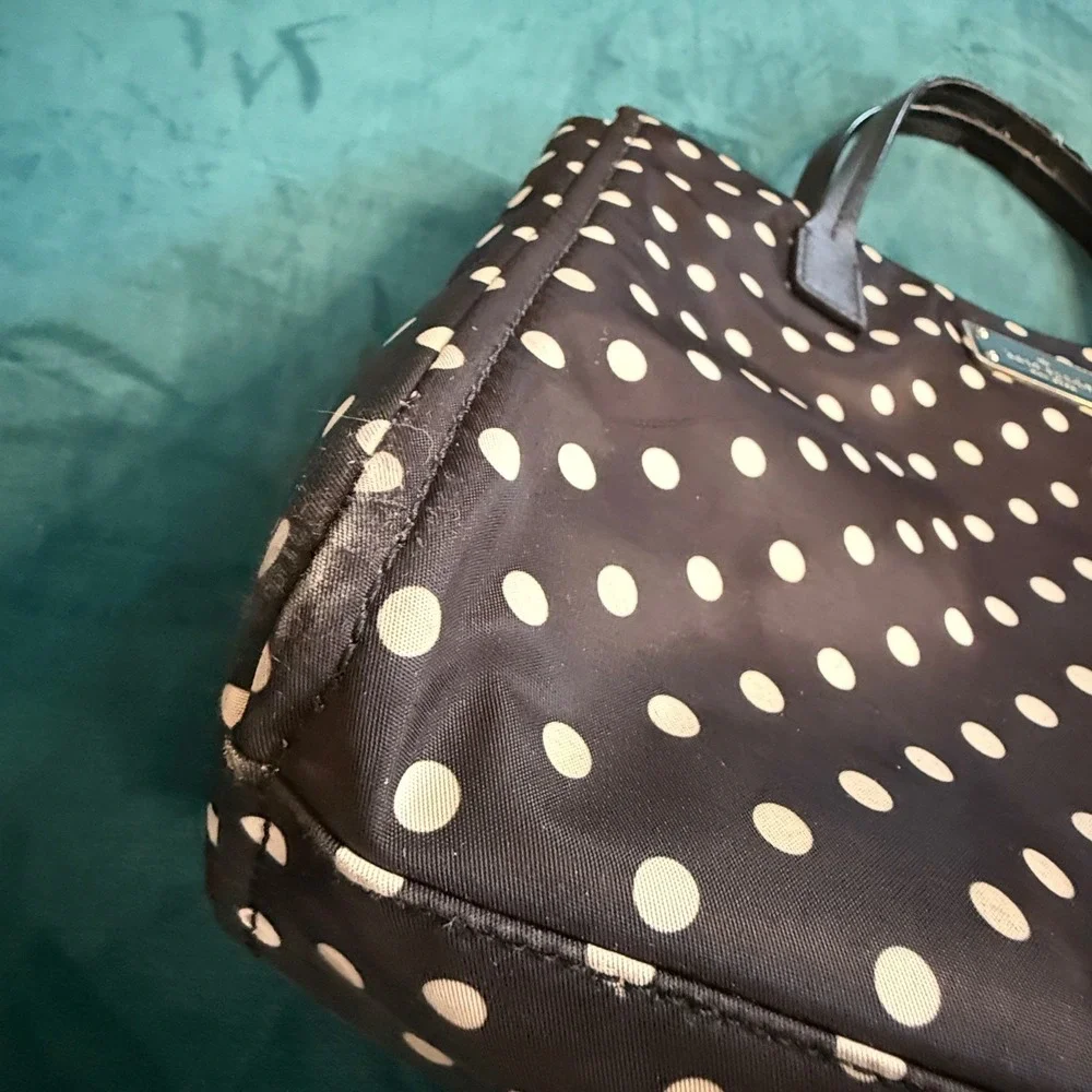 Kate Spade New York Polka Dot Nylon Tote Bag‎ Black White